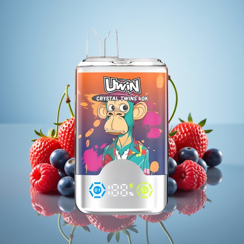 Uwin Crystal Twins 40000 퍼프 스트로베리 라즈베리 체리 미스터 블루