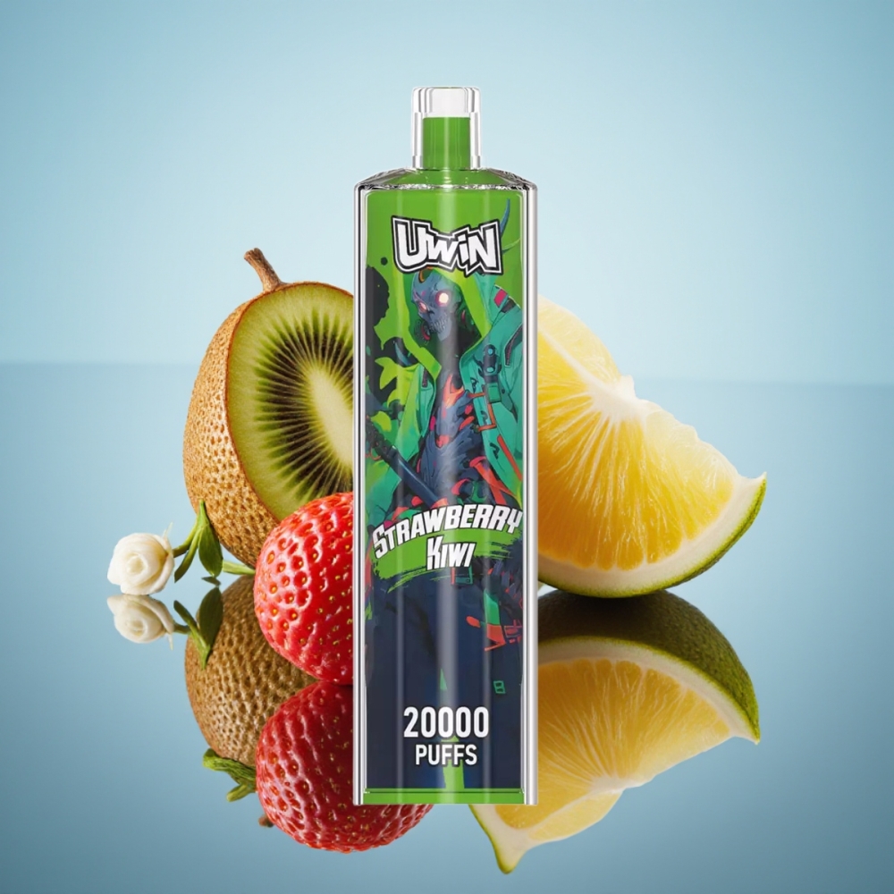 Uwin Shisha Hookah Crystal 20000 스트로베리 키위 (0% 2% 3% 5% 니코틴, 22ml, 메쉬 코일)