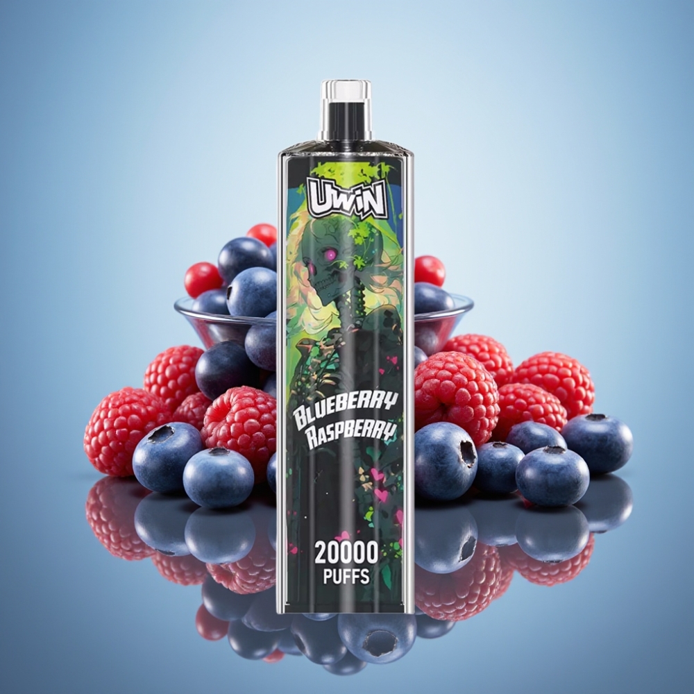 Uwin Shisha Hookah Crystal 20000 퍼프 블루베리 라즈베리 (0% 2% 3% 5% 니코틴, 22ml, 메쉬 코일)