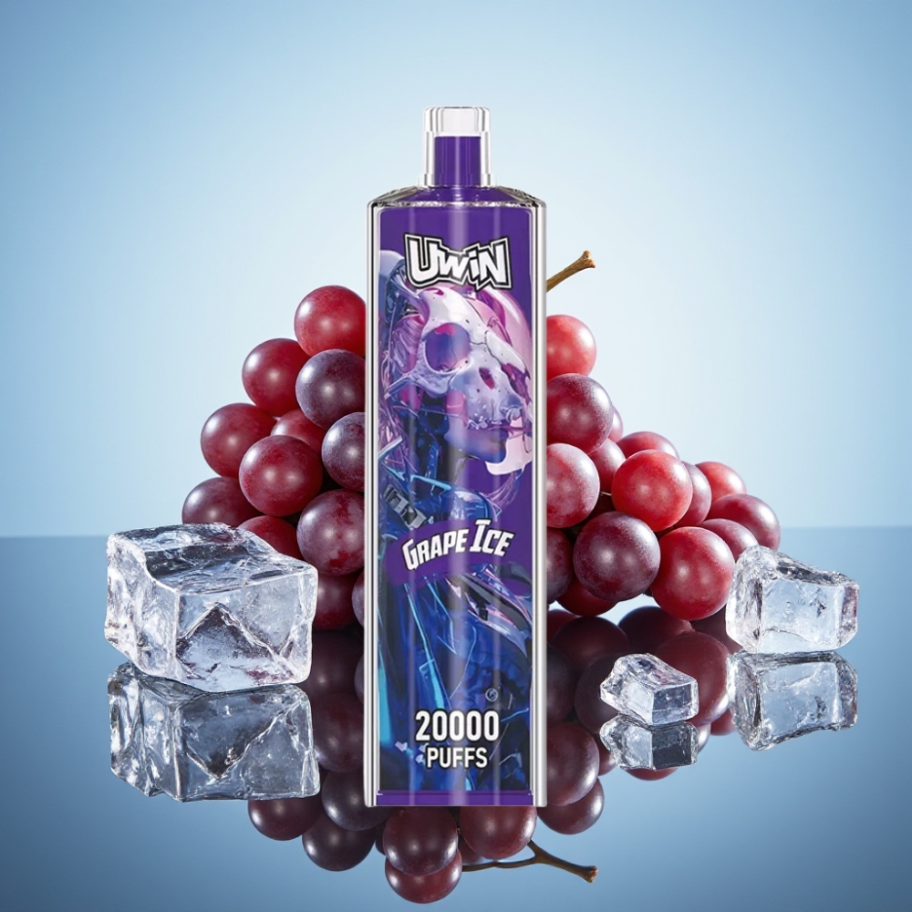 Uwin Shisha Hookah Crystal 20000 퍼프 그레이프 아이스 (0% 2% 3% 5% 니코틴, 650mAh 배터리)