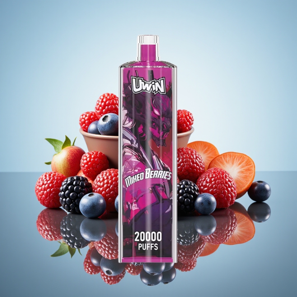 Uwin Shisha Hookah Crystal 20000 퍼프 (메쉬 코일, 22ml, 타입-C 충전) - 믹스드 베리