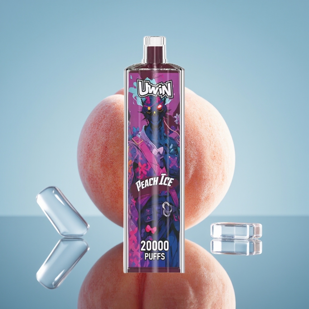 Uwin Shisha Hookah Crystal 20000 퍼프 복숭아 아이스 22ml 메쉬 코일