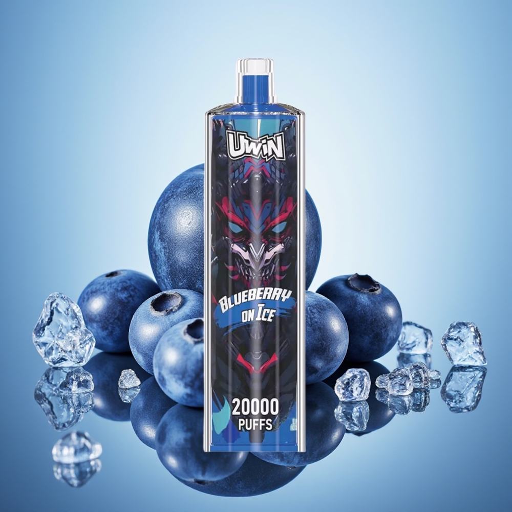 Uwin Shisha Hookah Crystal 20000 퍼프 블루베리 온 아이스 22ml 메쉬 코일