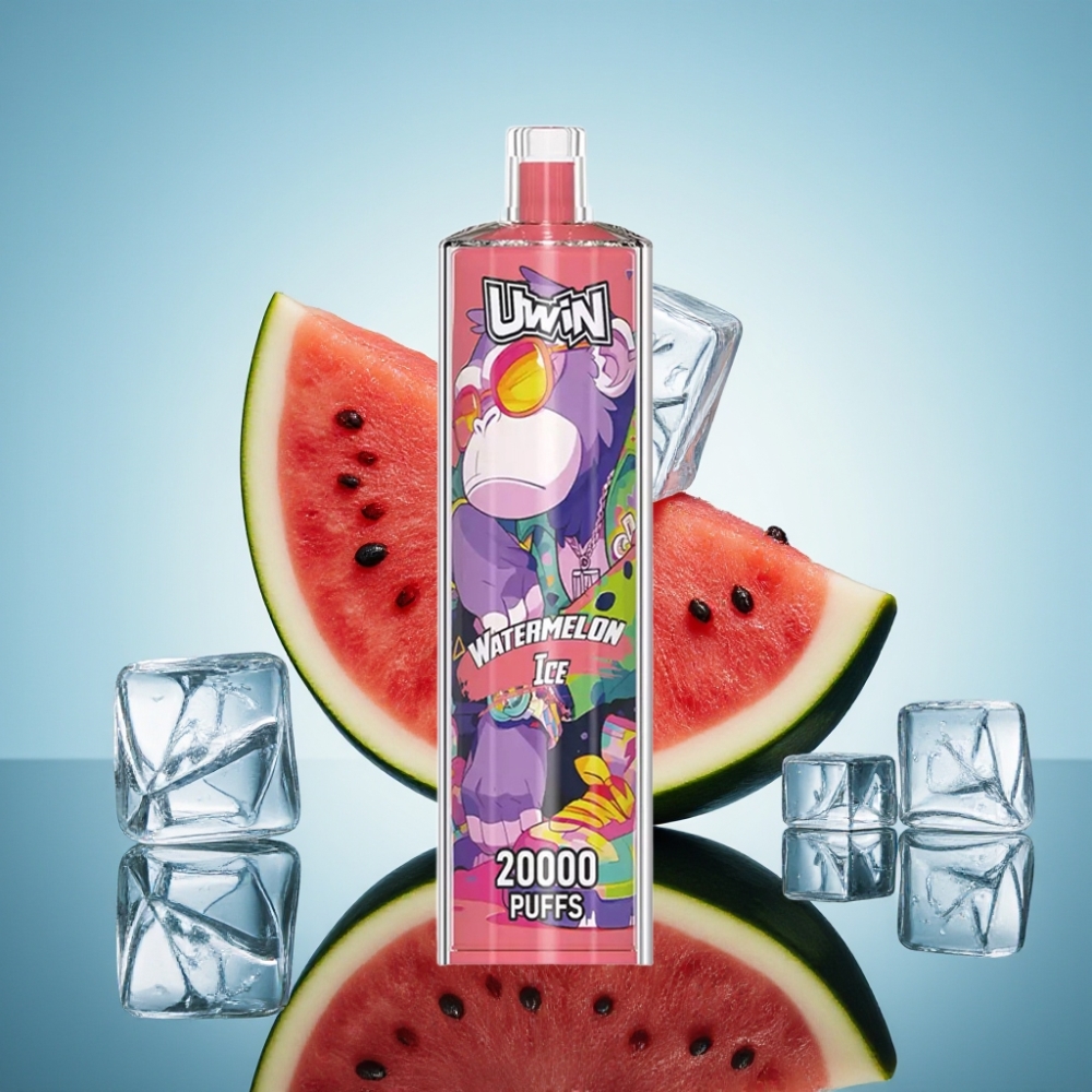 Uwin Shisha Hookah Crystal 20000 Puffs 워터멜론 아이스 (0% 2% 3% 5% 니코틴, 22ml, 메시 코일)