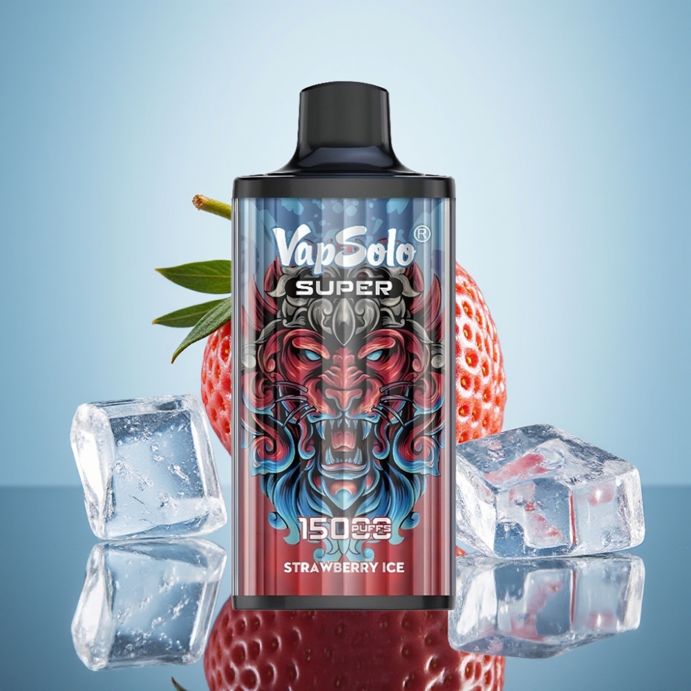 Vapsolo Super 15000 퍼프 디스포저블 스트로베리 아이스 전자담배 40ml 850mAh