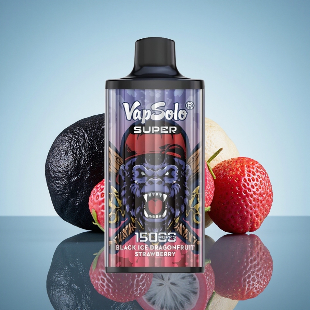 Vapsolo Super 15000 퍼프 블랙아이스 드래곤후르츠 스트로베리 디스포저블 베이프