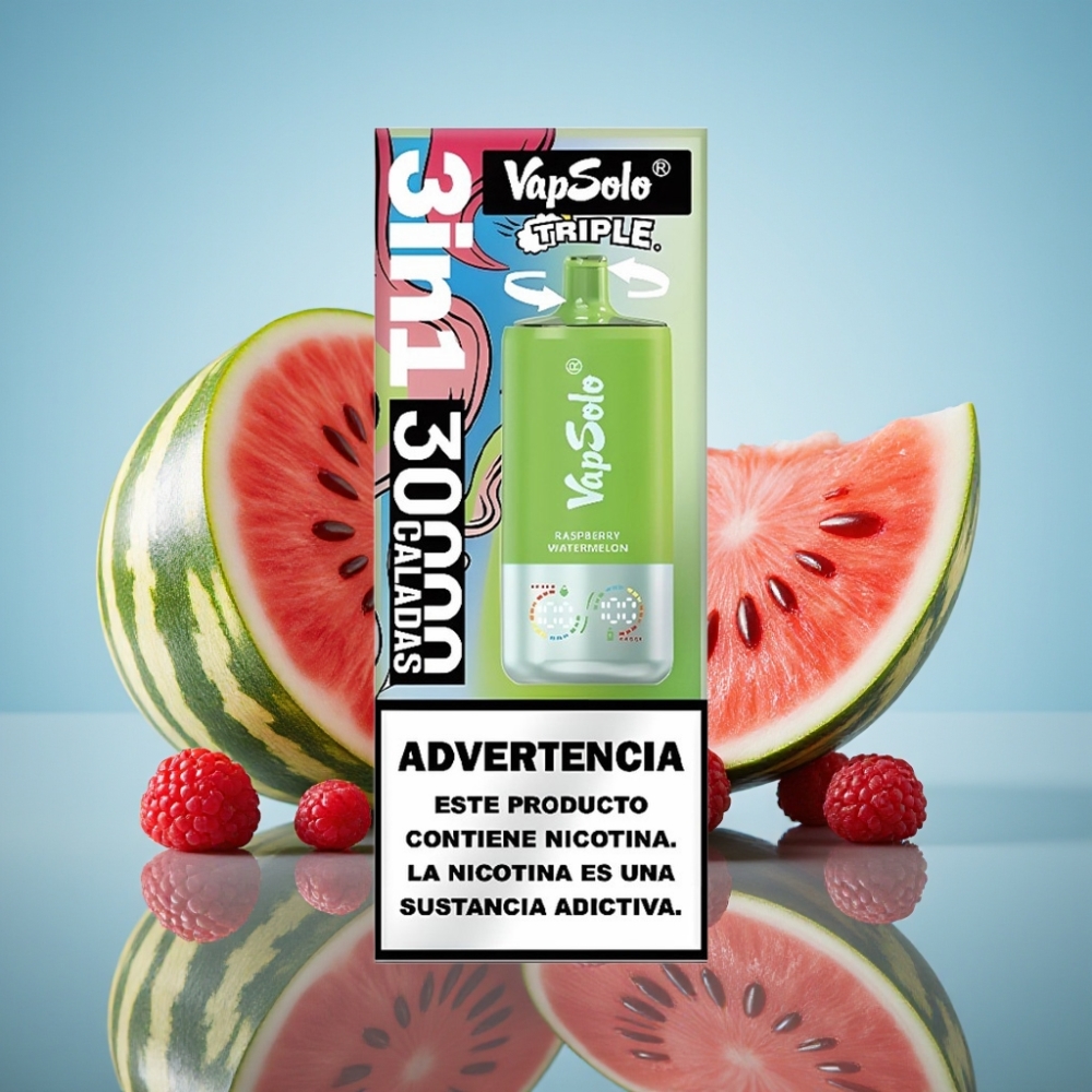 Vapsolo Triple 30000 퍼프 라즈베리 워터멜론 디스포저블 베이프 40ml Type-C
