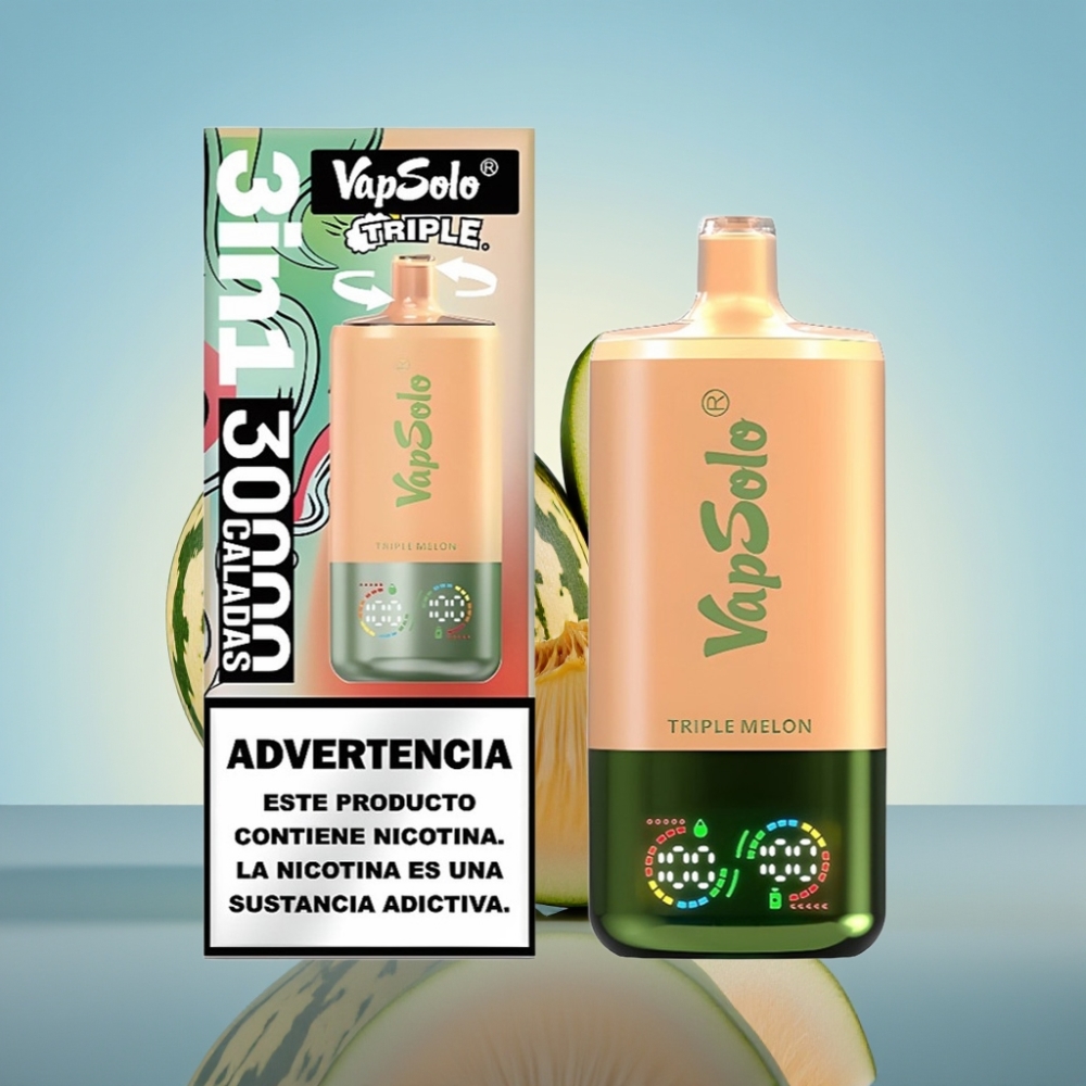 Vapsolo Triple 30000 멜론 디스포저블 베이프 (Type-C, 40ml, 3탱크)