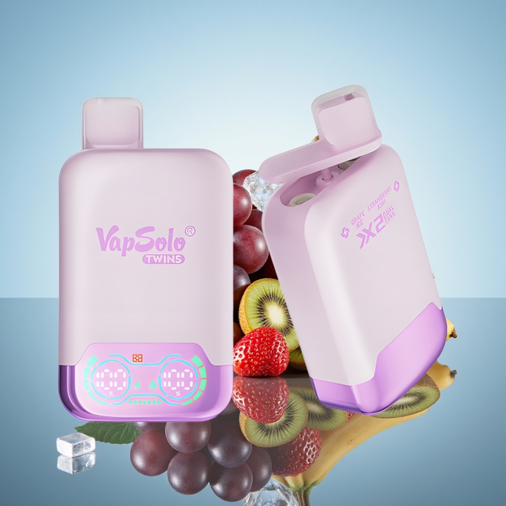 Vapsolo Twins 20000 Puffs 디스포저블 베이프 포도 아이스 & 스트로베리 키위