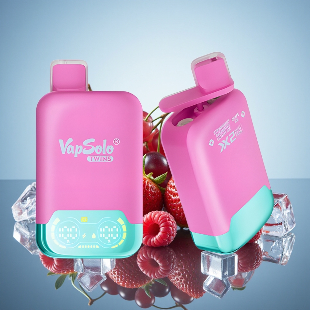 Vapsolo Twins 20000 Puffs 스트로베리 라즈베리 체리 아이스 & 그레이프 아이스