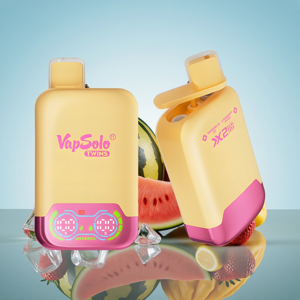 Vapsolo Twins 20000 퍼프 워터멜론 아이스 & 스트로베리 망고 디스포저블 베이프