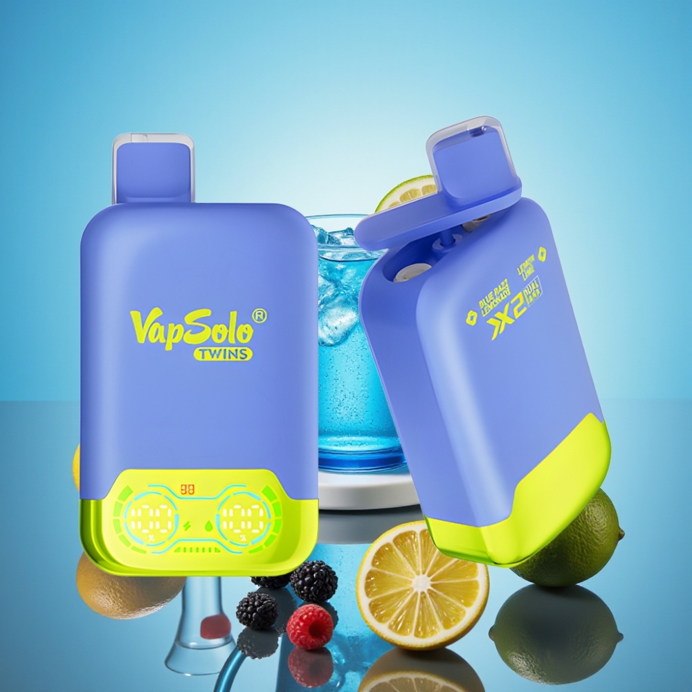 Vapsolo Twins 20000 퍼프 블루 라즈 레모네이드 & 레몬 라임 디스포저블 베이프