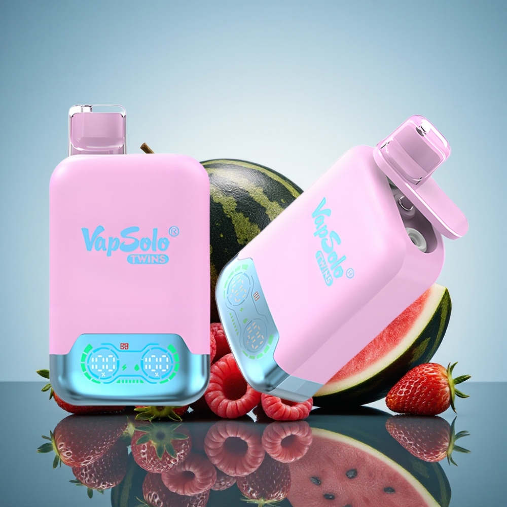 Vapsolo Twins 20000 퍼프 블랙아이스 드래곤프루트 스트로베리 & 라즈베리 워터멜론