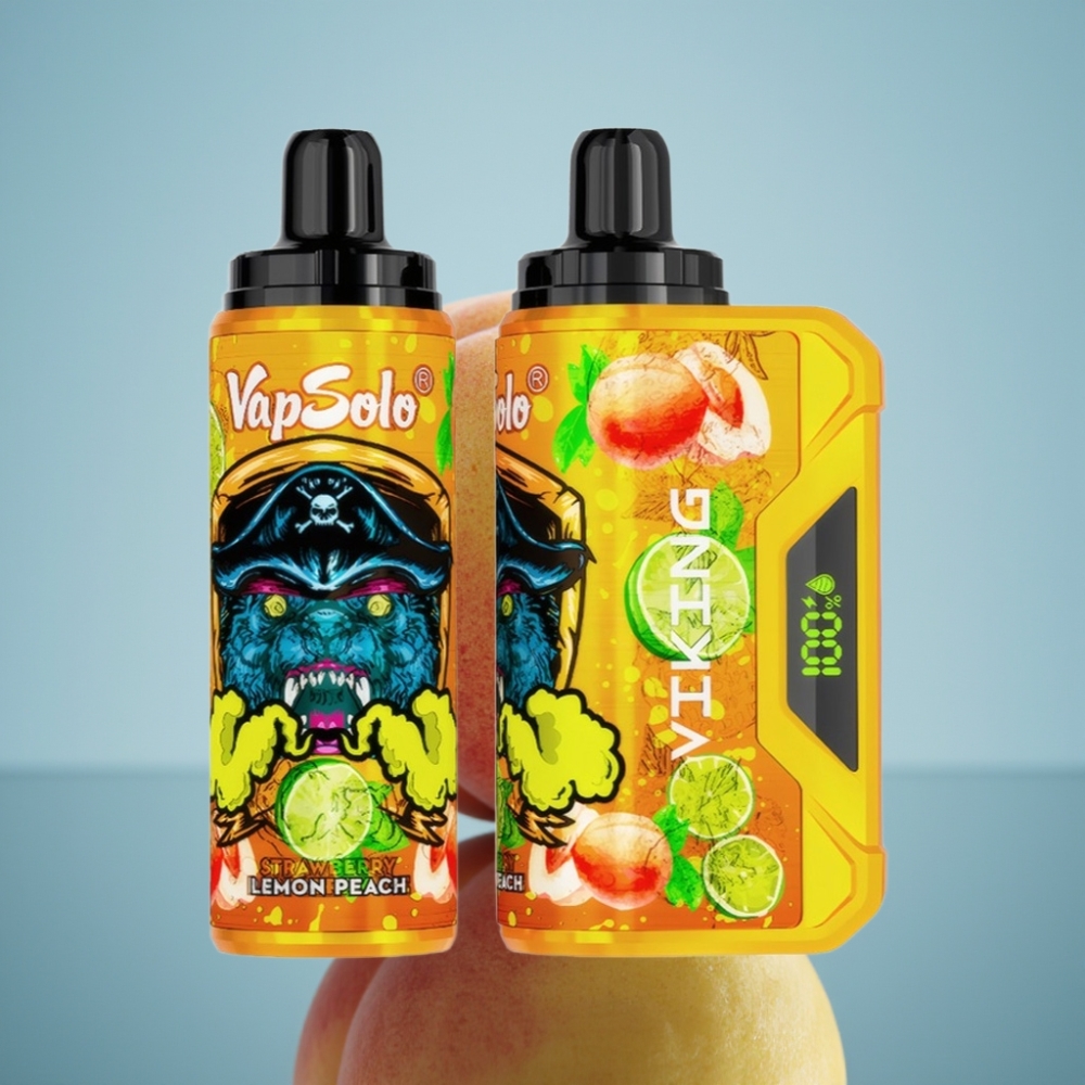 VapSolo VIKING 12000 퍼프 디스포저블 베이프 레몬 피치 (22ml, Type-C 충전)