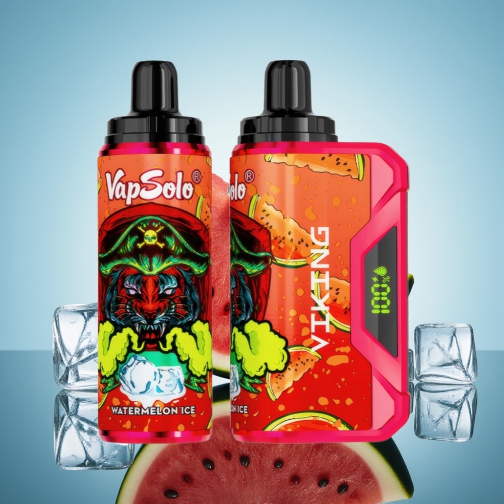 VapSolo VIKING 12000 퍼프 디스포저블 베이프 워터멜론 아이스 (22ml, Type-C 충전)