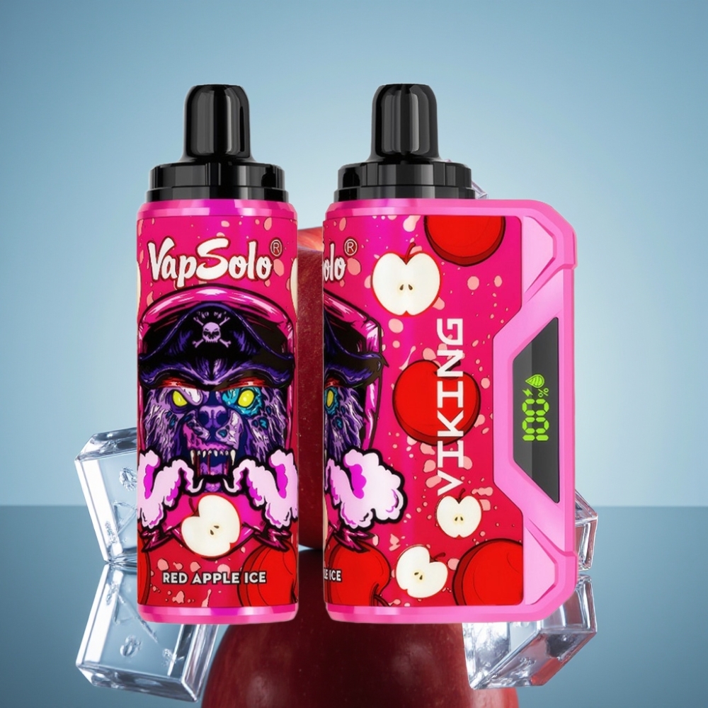 VapSolo VIKING 12000 퍼프 디스포저블 베이프 레드 애플 아이스 (Type-C 충전, 22ml)
