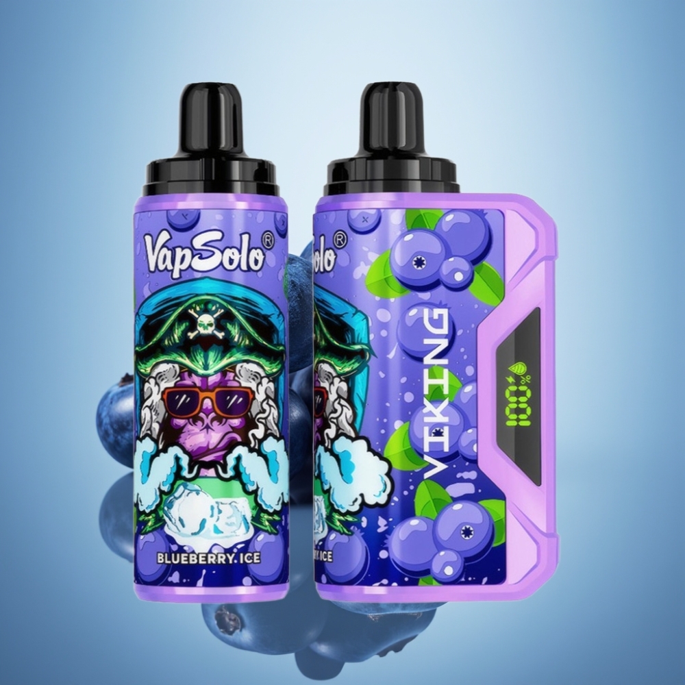 VapSolo VIKING 12000 퍼프 디스포저블 베이프 블루베리 (Type-C 충전, 22ml)