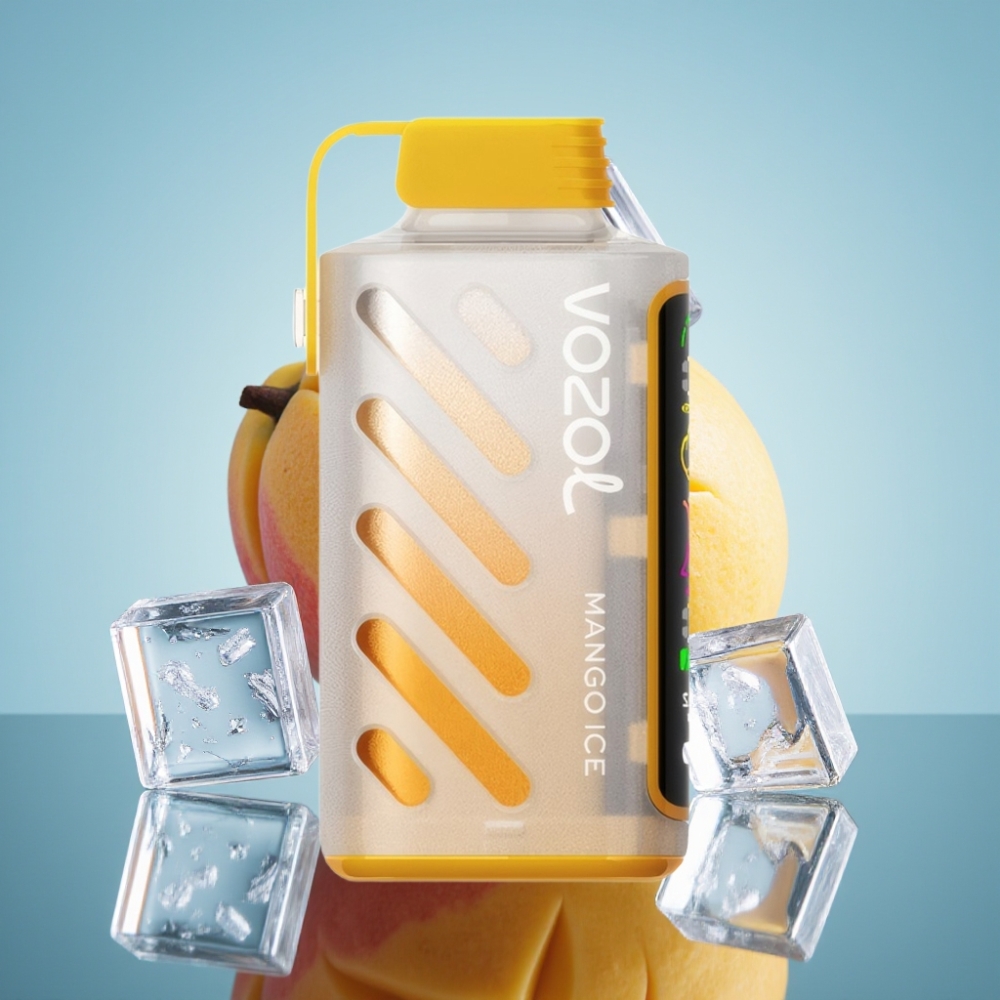 VOZOL Gear Power 20000 Puffs 망고 아이스 S.i.L.C. Tech 듀얼 메시 코일 풀 스크린 디스플레이