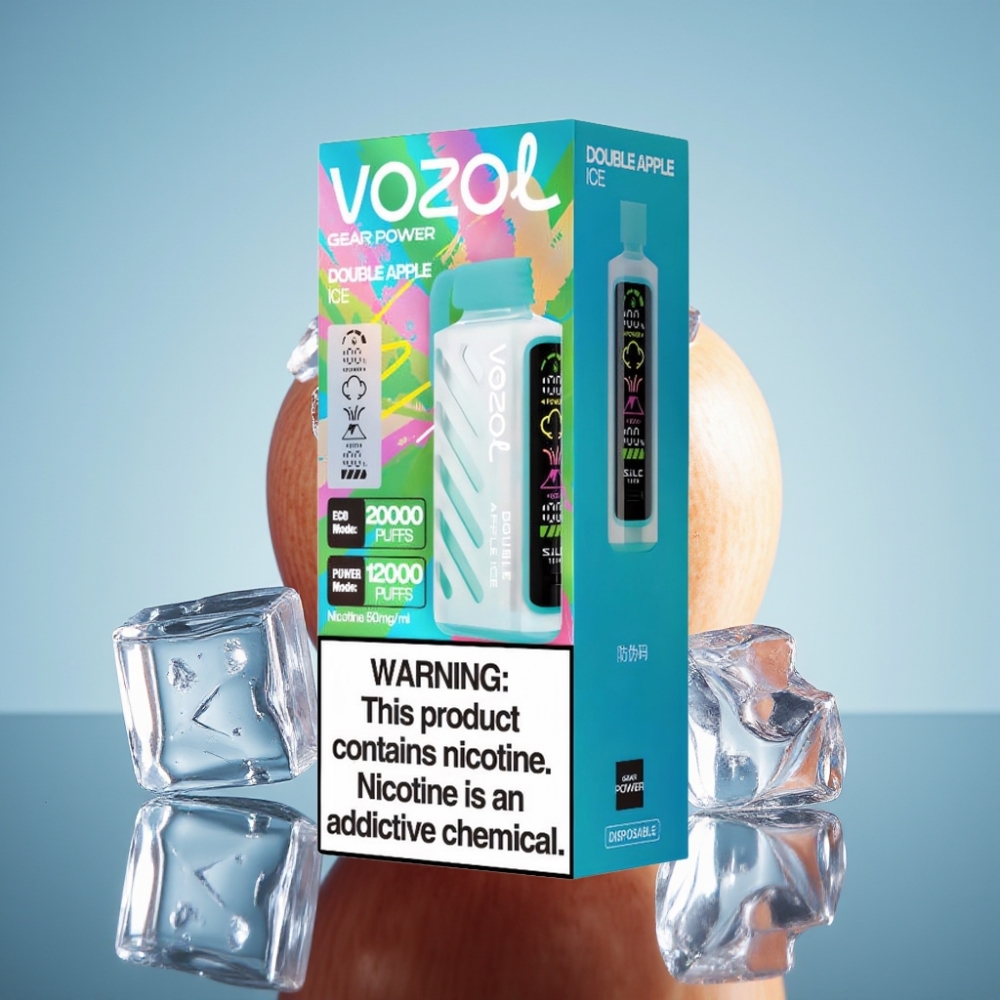 VOZOL Gear Power 20000 Puffs 듀얼 애플 아이스 S.i.L.C. Tech 풀 스크린 디스플레이