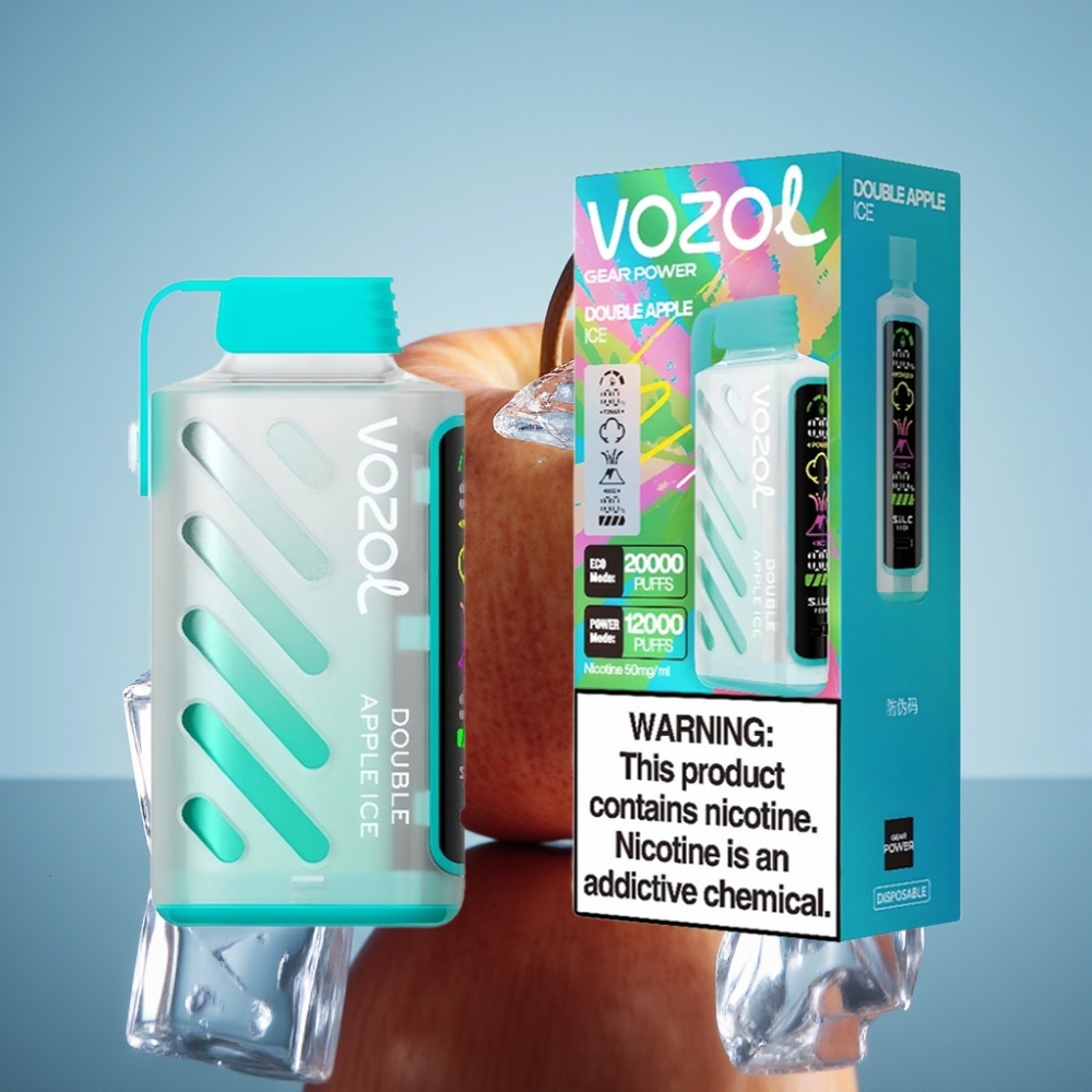VOZOL Gear Power 20000 Puffs 듀얼 애플 아이스 S.i.L.C. Tech 풀 스크린 디스플레이
