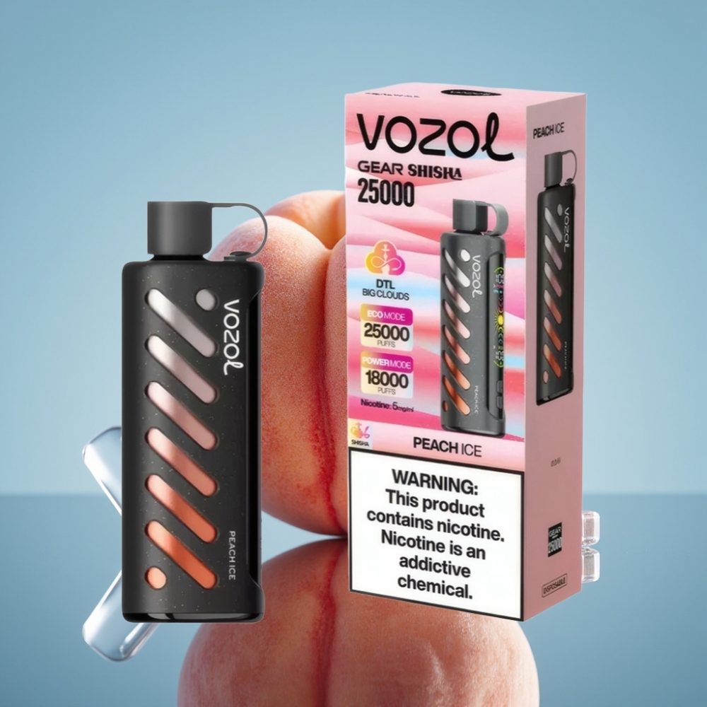 VOZOL Gear Shisha 25000 퍼프 디스포저블 베이프 피치 아이스 (5mg/ml, 1000mAh, S.i.L.C Tech)