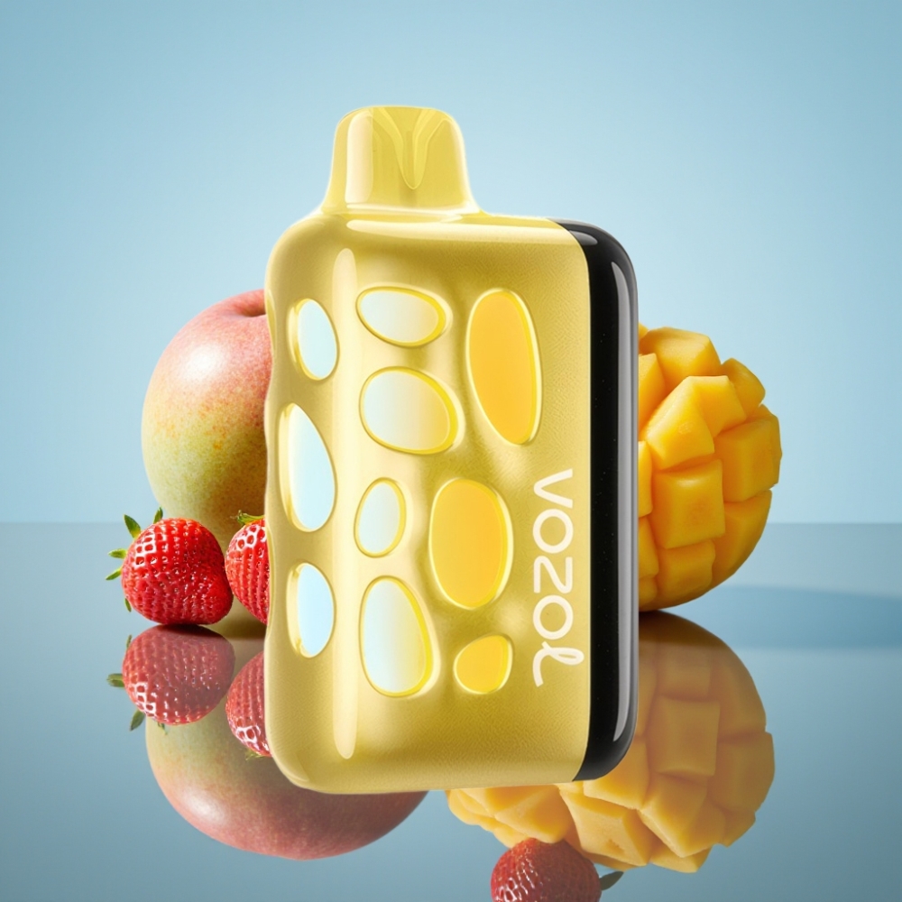 VOZOL RAVE 40000 디스포저블 베이프 스트로베리 망고 - 비트 싱크 파티 모드, 270도 발광 디자인