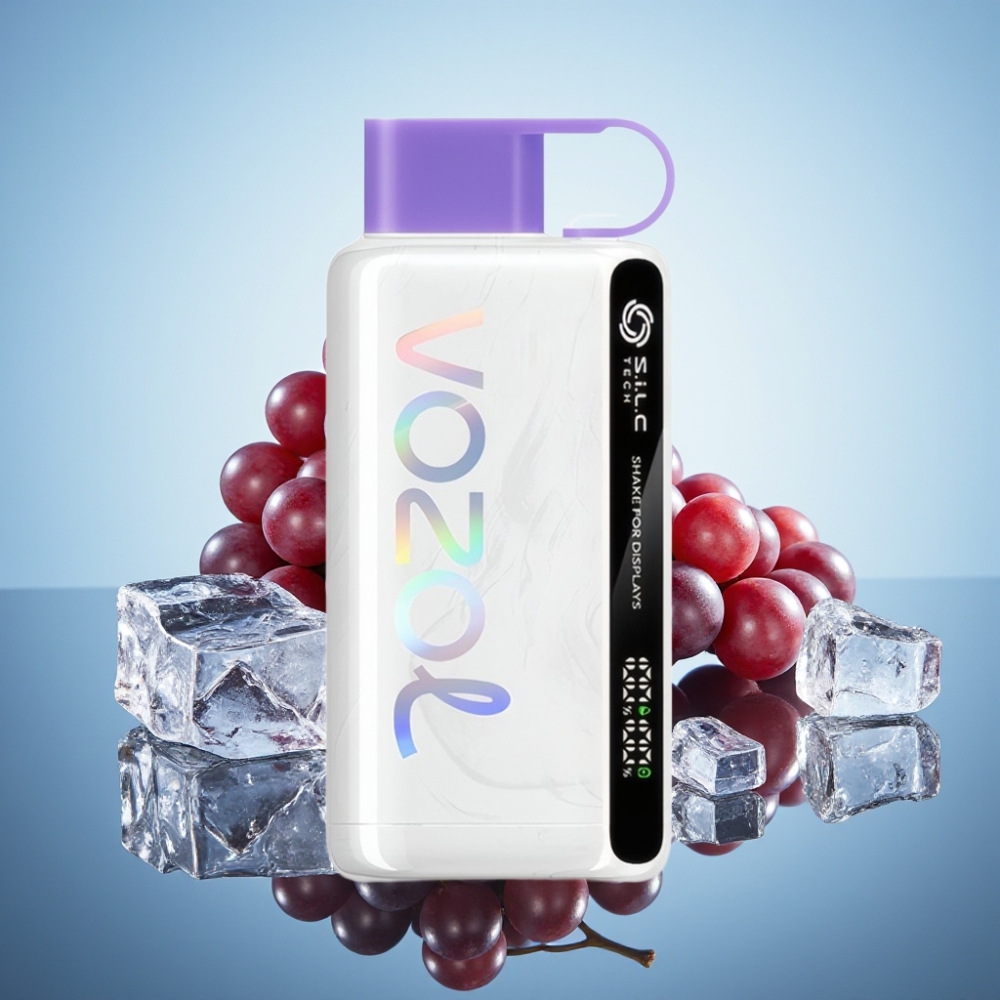 VOZOL STAR 9000/12000 디스포저블 베이프 그레이프 아이스 - S.i.L.C TECH, 650mAh, 30% 빠른 충전
